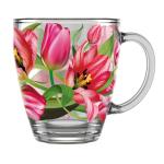 Набор кружек д/чая стекл 0,35л 6шт Тюльпаны п/уп Декостек/2025/6-Д/Т00026640