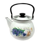 Чайник эмал 3л сферич метал ручка деколь Аромат белый КМК/42104-122/6-у4ар/бел