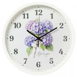 Часы настенные круг д30см корпус белый Гортензия (10)/3027-048