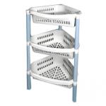 Этажерка 3 секции угловая белый мрамор 62*37*32см Мультипласт/MPG7372 (м)