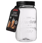 Банка пласт квадратная с эмбоссингом LOVE KITCHEN 1,4л черный Бытпласт/440200113