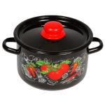 ПОМИДОРКИ Кастрюля эмал цилиндр деколь 4,5л черн ПЛТ/1с17с
