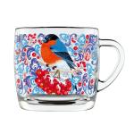 1 СНЕГИРИ НА РЯБИНЕ Кружка стекл 0,3л Снегири на рябине Декостек/2134-Д/Т00020706