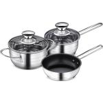 Набор посуды нерж сталь 5пр(кастр 1л/ковш 0,7л/сковорода д14см) ст крышка в п/уп РР/93-BIMv-10---