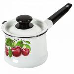 Ковш эмал 1л с крышкой с носиком Вишневый сад КМК/90204-072/4вс