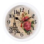 Будильник кварц д15см белый корпус Любовь в Париже/В4-007