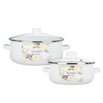 Набор кастрюль эмал 2шт(1,5л+4л) Овощной микс стекл крышка Ветта/894-552