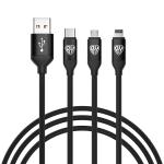 Кабель для зарядки 3в1 MicroUSB/IP/Type-C Форза 1,5м 2,4А прорезиненая оплетка ГЦ/470-044