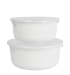 Набор салатников стеклокерам 2шт (0,9л/1,4л) с пласт крышками Белье/1000б-2