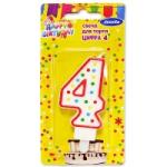 Свеча д/торта цифра 4 7см Антелла/28243 (э)