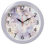 Часы настенные круг д29см корпус сиреневый Цветы/6026-037