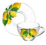 Набор чайный стекл 4пр (2*0,22л+2блюдца) Лимоны п/у Декостек/2222-Д
