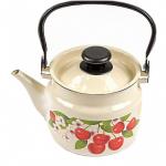 Чайник эмал 1,5л цилиндр метал ручка деколь слоновая кость КМК/42704-082/6-у4сл