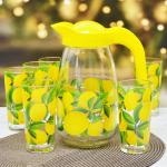 Набор Кувшин стекл 1,5л+стаканы 6шт*0,25 Лимон Декостек/1607/6-Д/Т00022000