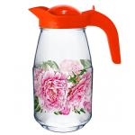 Кувшин стекл 1,5л Пионы Декостек/1607-Д/Т00017398 