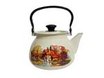 Чайник эмал 3,5л сферич метал ручка деколь Старая мельница КМК/42104-132/6-у4см