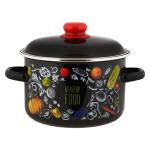 ЗДОРОВОЕ ПИТАНИЕ Кастрюля эмал 3л цилиндр черн ПЛТ/1RD181M