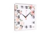 Часы настенные квадрат 25х25х4,5см Нежные пионы/2525-029