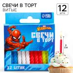 Свечи витые 12шт Человек паук 12шт/6891481