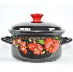 Кастрюля эмал 1,5л с крышкой цилиндр КМК/51904-352/6кор