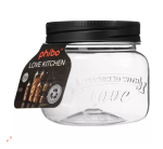 Банка пласт квадратная с эмбоссингом LOVE KITCHEN 0,6л черный Бытпласт/440300113