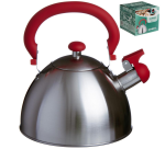 Чайник нерж/сталь со свистком 2,5л ручка soft-tauch красная силикон индукция Катунь/КТ-129